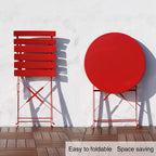 3-Piece Folding Bistro Set, 2 Chairs and 1 Table, Weather-Resistant Outdoor Indoor Conversation Set for Patio, Yard, Red