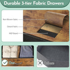 ACCVER 10-Drawer Fabric Dresser with Wood Top & Metal Frame, Closet and Chest for Bedroom, Clothes Storage Organizer, for Living Room, Apartment,Brown