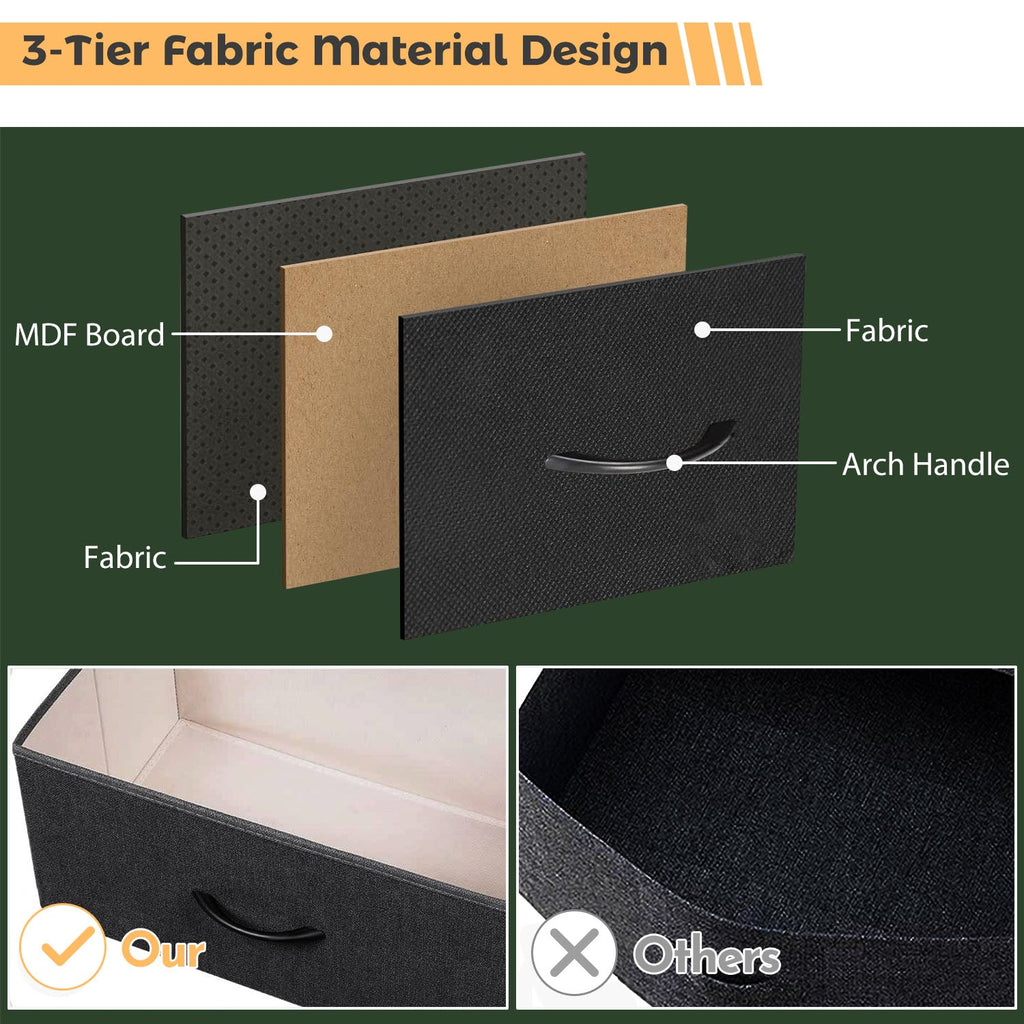 LIFERECORD 10 Drawers Dresser, Fabric Closet Chests Storage Organizer Tower with Wooden Top Metal Frame for Bedroom Living Room Hallway Entryway, Black