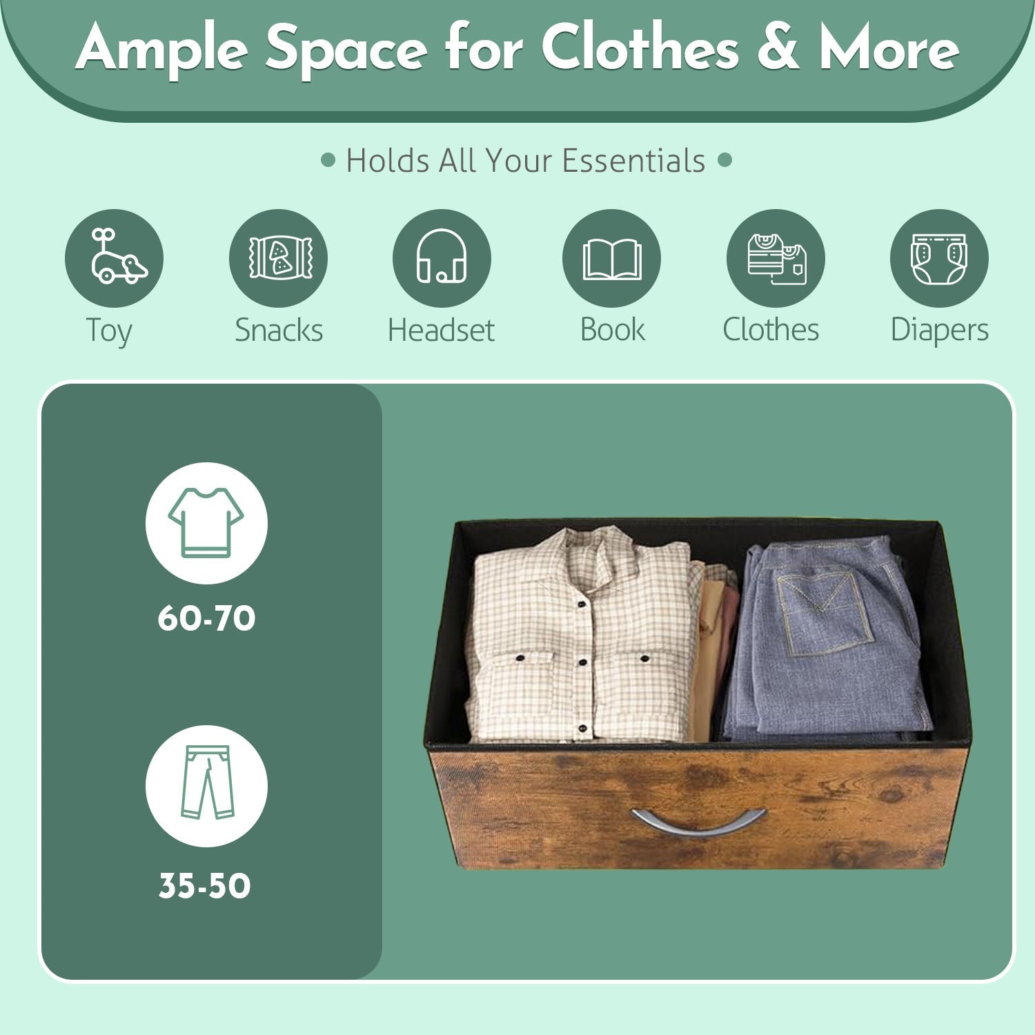 ACCVER 10-Drawer Fabric Dresser with Wood Top & Metal Frame, Closet and Chest for Bedroom, Clothes Storage Organizer, for Living Room, Apartment,Brown