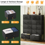 LIFERECORD 12 Drawers Dresser, Fabric Closet Chests Storage Organizer Tower with Wooden Top Metal Frame for Bedroom Living Room Hallway Entryway, Black