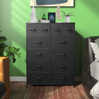 LIFERECORD 12 Drawers Dresser, Fabric Closet Chests Storage Organizer Tower with Wooden Top Metal Frame for Bedroom Living Room Hallway Entryway, Black