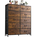 LIFERECORD 12 Drawers Dresser, Fabric Closet Chests Storage Organizer Tower with Wooden Top Metal Frame for Bedroom Living Room Hallway Entryway, Brown