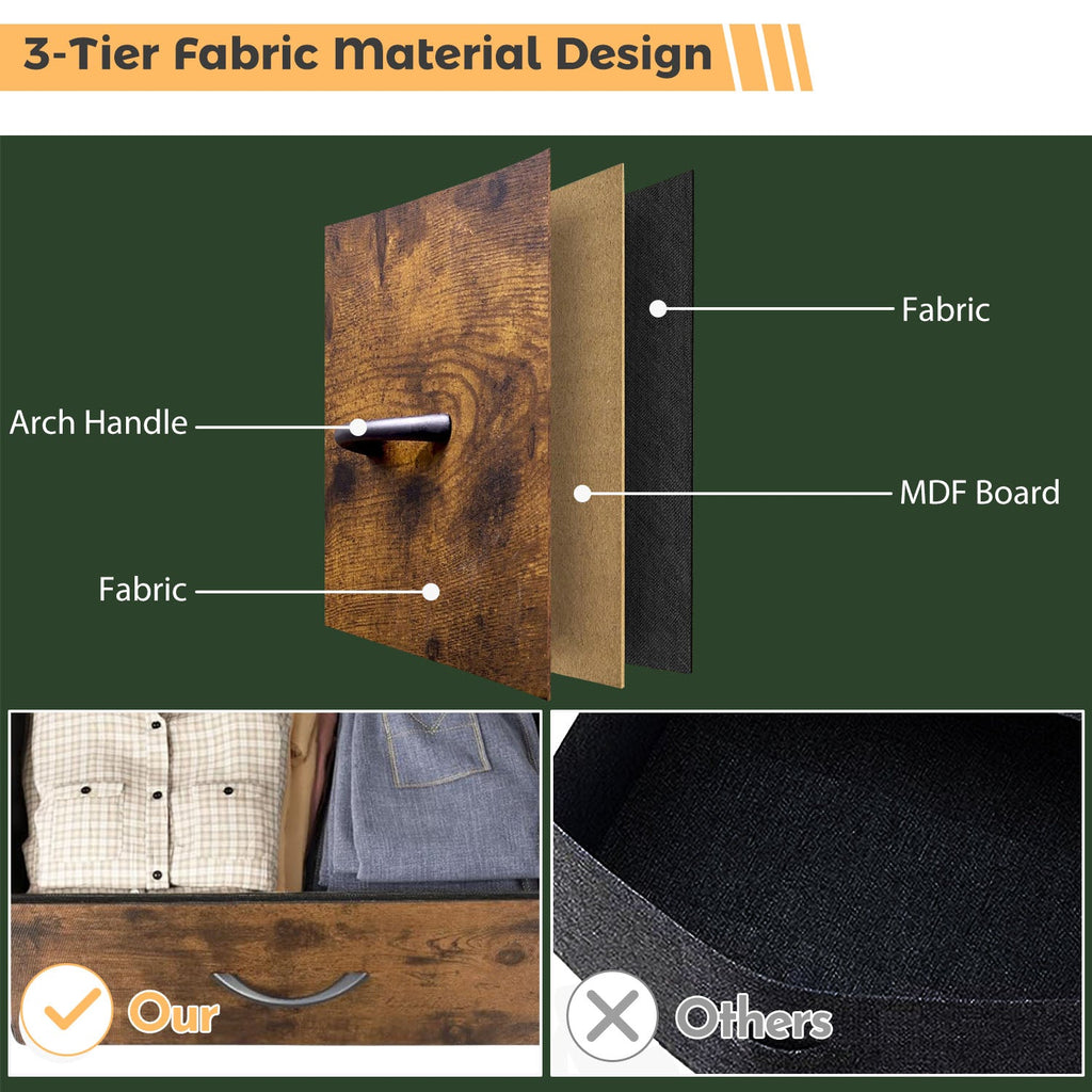 LIFERECORD 12 Drawers Dresser, Fabric Closet Chests Storage Organizer Tower with Wooden Top Metal Frame for Bedroom Living Room Hallway Entryway, Brown