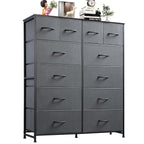 LIFERECORD 12 Drawers Dresser, Fabric Closet Chests Storage Organizer Tower with Wooden Top Metal Frame for Bedroom Living Room Hallway Entryway, Grey