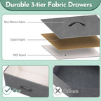 ACCVER 13-Drawer Fabric Dresser with Wood Top & Metal Frame, Closet and Chest for Bedroom, Clothes Storage Organizer, for Living Room, Apartment,Grey