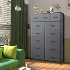 ACCVER 13-Drawer Fabric Dresser with Wood Top & Metal Frame, Closet and Chest for Bedroom, Clothes Storage Organizer, for Living Room, Apartment,Grey
