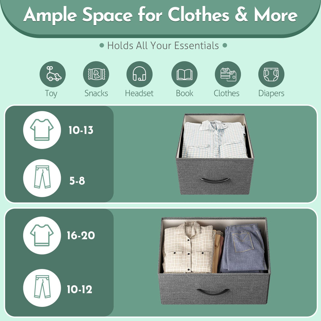 ACCVER 13-Drawer Fabric Dresser with Wood Top & Metal Frame, Closet and Chest for Bedroom, Clothes Storage Organizer, for Living Room, Apartment,Grey