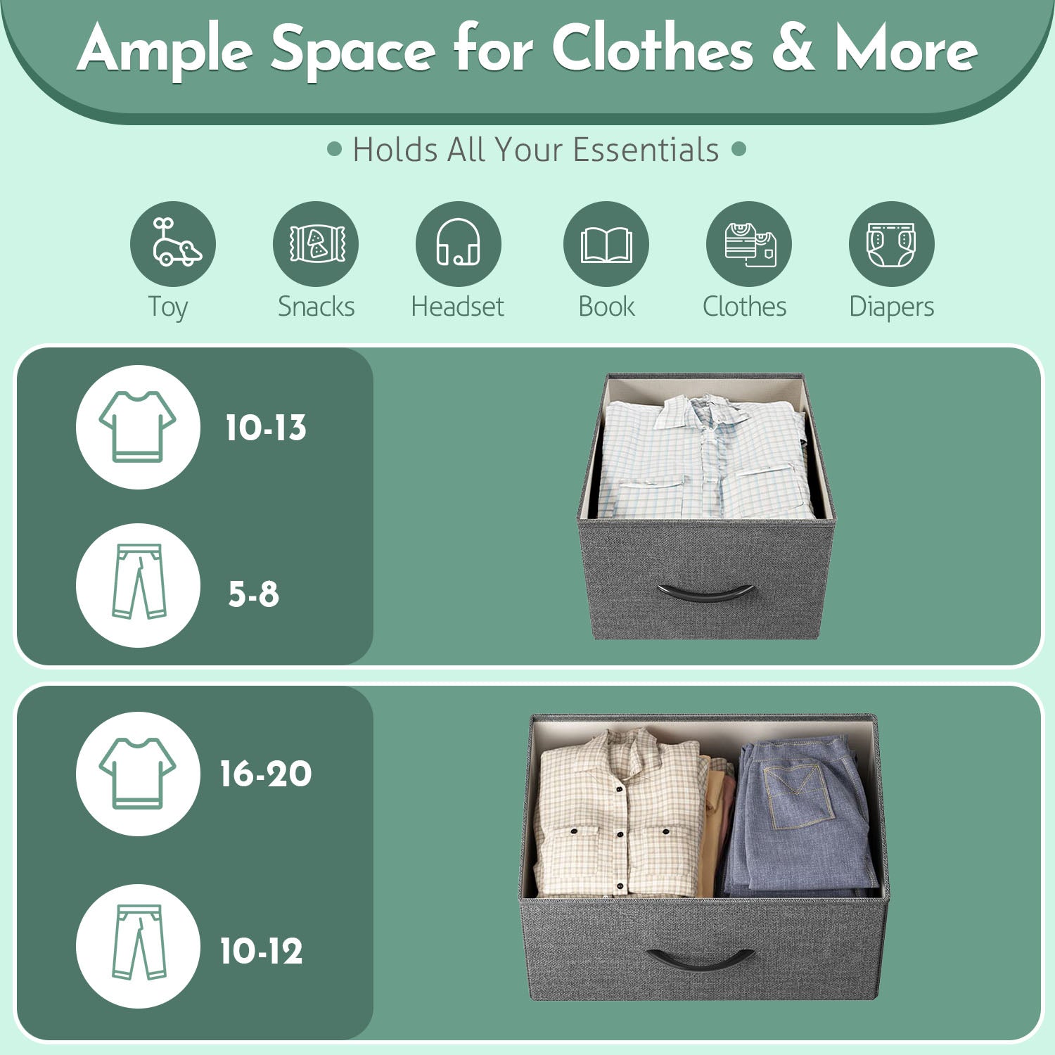 ACCVER 13-Drawer Fabric Dresser with Wood Top & Metal Frame, Closet and Chest for Bedroom, Clothes Storage Organizer, for Living Room, Apartment,Grey