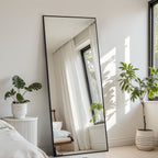 ACCVER 16"x60" Full Length Mirror - Classic Standing Mirror, Durable Aluminum Frame & Tempered Glass, Lean-to or Wall Mount for Bedroom/Dressing Room/Living Room, Rectangle, Black