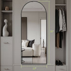 ACCVER 16"x60" Full Length Mirror - Classic Standing Mirror, Durable Aluminum Frame & Tempered Glass, Lean-to or Wall Mount for Bedroom/Dressing Room/Living Room, Arhced, Black