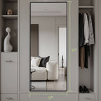 ACCVER 16"x60" Full Length Mirror - Classic Standing Mirror, Durable Aluminum Frame & Tempered Glass, Lean-to or Wall Mount for Bedroom/Dressing Room/Living Room, Rectangle, Black