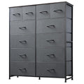 ACCVER Dresser for Bedroom 12 Storage drawer, Fabric Closet Chests Organizer Tower with Wooden Top Metal Frame for Living Room Hallway Entryway