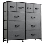 ACCVER Dresser for Bedroom 10 Storage drawer, Fabric Closet Chests Organizer Tower with Wooden Top Metal Frame for Living Room Hallway Entryway