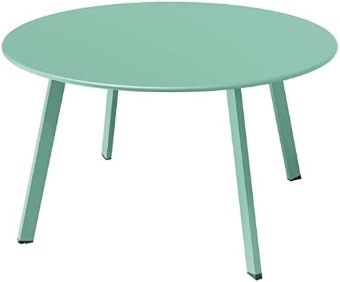 ACCVER 28 Inch Round Outdoor Coffee Table - Weatherproof Steel Patio Side Table for Deck, Backyard Outdoor & Indoor Use, Mint Green
