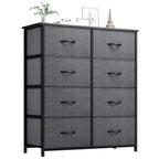ACCVER Dresser for Bedroom 8 Storage drawer, Fabric Closet Chests Organizer Tower with Wooden Top Metal Frame for Living Room Hallway Entryway