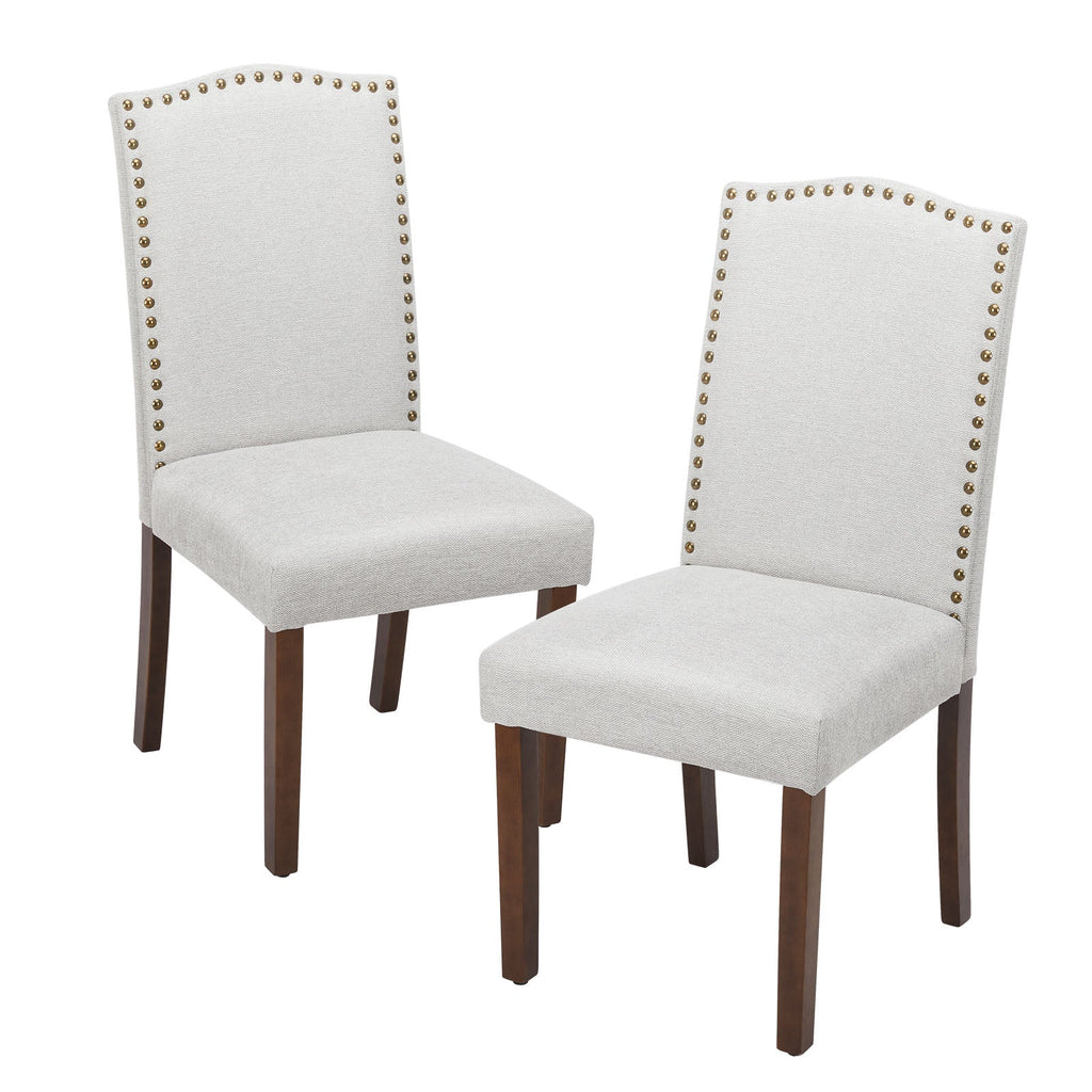 LIFERECORD Dining Chairs Set of 2 Modern Kitchen Chairs, Upholstered Fabric Side Chairs with Nailhead Trim and Solid Wood Legs for Dining Room, Kitchen, Living Room, Grey