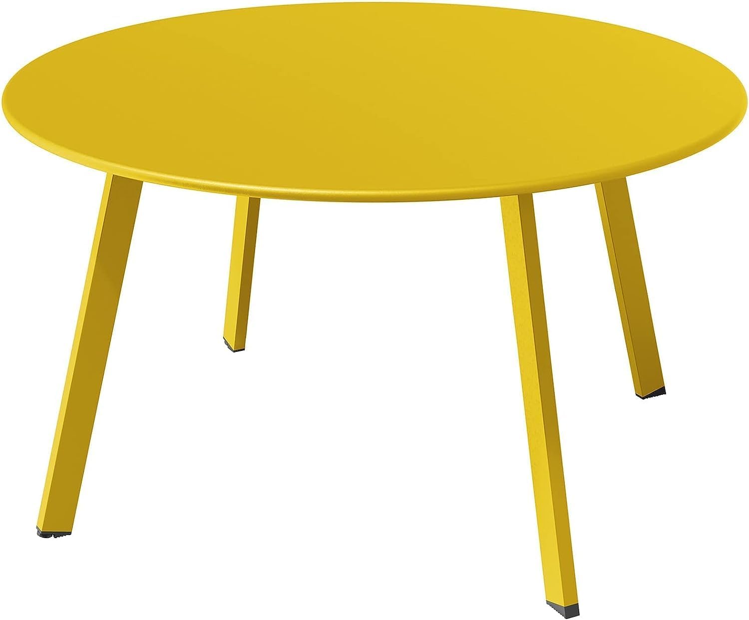 ACCVER 28 Inch Round Outdoor Coffee Table - Weatherproof Steel Patio Side Table for Deck, Backyard Outdoor & Indoor Use, Yellow