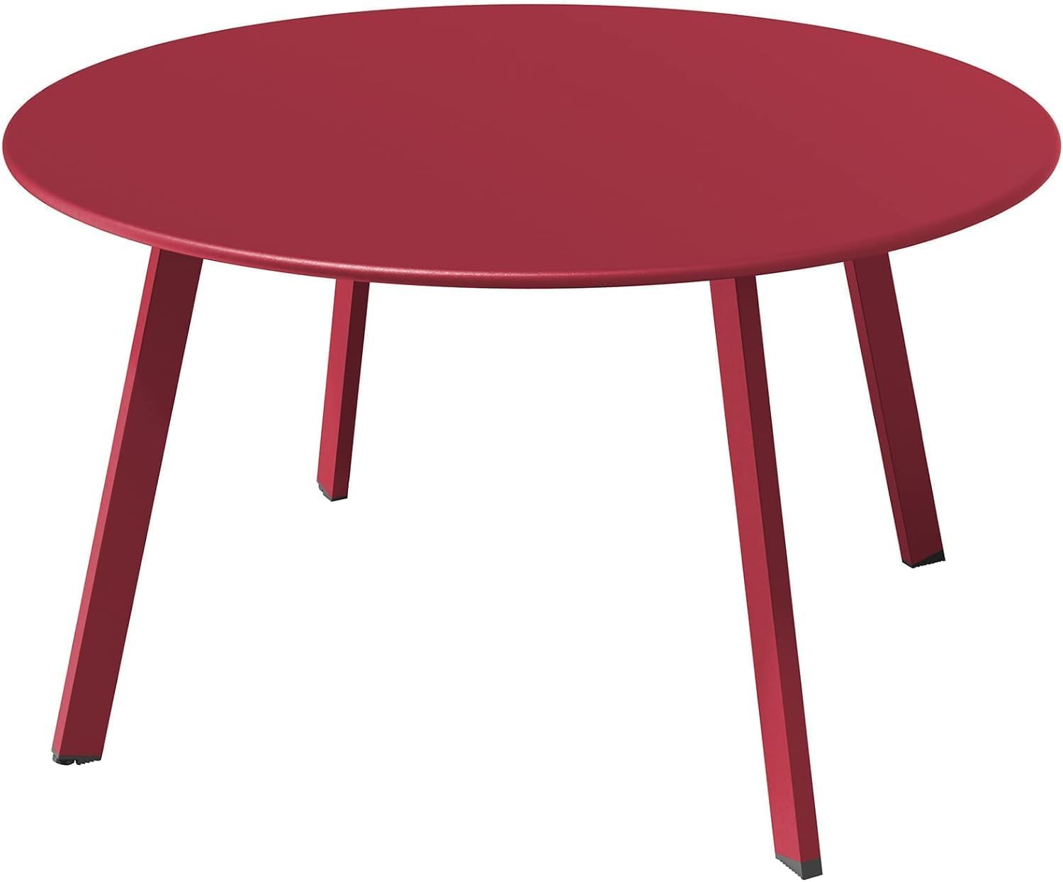 ACCVER 28 Inch Round Outdoor Coffee Table - Weatherproof Steel Patio Side Table for Deck, Backyard Outdoor & Indoor Use, Red