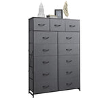 ACCVER 13-Drawer Fabric Dresser with Wood Top & Metal Frame, Closet and Chest for Bedroom, Clothes Storage Organizer, for Living Room, Apartment,Grey