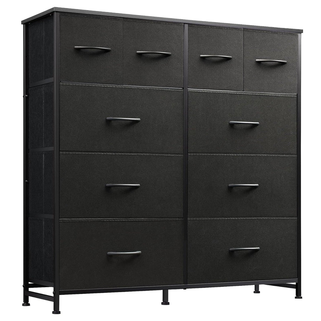 ACCVER Dresser for Bedroom 10 Storage drawer, Fabric Closet Chests Organizer Tower with Wooden Top Metal Frame for Living Room Hallway Entryway
