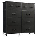 ACCVER Dresser for Bedroom 10 Storage drawer, Fabric Closet Chests Organizer Tower with Wooden Top Metal Frame for Living Room Hallway Entryway