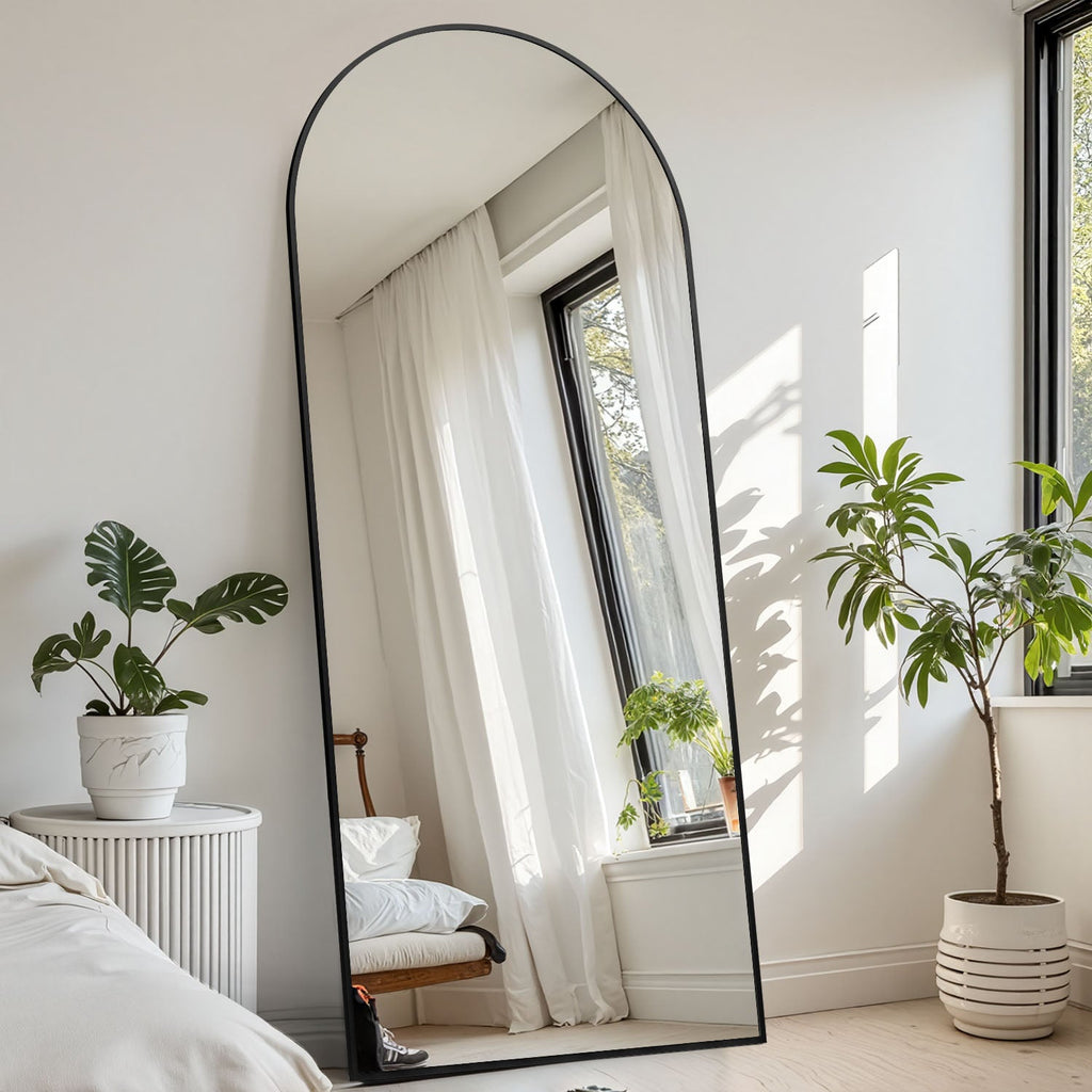 ACCVER 26"x71" Full Length Mirror - Classic Standing Mirror, Durable Aluminum Frame & Tempered Glass, Lean-to or Wall Mount for Bedroom/Dressing Room/Living Room, Arhced, Black
