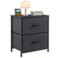 ACCVER 20-inch Tall Nightstand with 2 Fabric Drawers, Small Bedside Dresser for Bedroom, Closet, Dorm, Compact Storage Furniture with Wooden Top, Grey