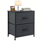 ACCVER 20-inch Tall Nightstand with 2 Fabric Drawers, Small Bedside Dresser for Bedroom, Closet, Dorm, Compact Storage Furniture with Wooden Top, Grey
