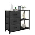 ACCVER 3-Drawer Fabric Dresser with Shelves, Closet and Chest for Bedroom, Clothes Storage Organizer, for Living Room, Apartment, Dark Grey