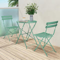 3-Piece Folding Bistro Set, 2 Chairs and 1 Table, Weather-Resistant Outdoor Indoor Conversation Set for Patio, Yard, Green