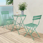 3-Piece Folding Bistro Set, 2 Chairs and 1 Table, Weather-Resistant Outdoor Indoor Conversation Set for Patio, Yard, Green