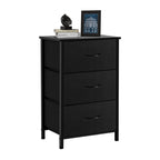 ACCVER 3-Drawer Fabric Dresser for Bedroom, Closet, Nightstand or End Table, Clothes Storage Organizer, for Living Room, Apartment, Black