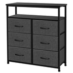 ACCVER Dresser for Bedroom TV Stand with Storage Entertainment Center Dresser with 6 Fabric Drawers with Open Storage Shelf for Bedroom Living Room Hallway