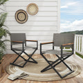 LIFERECORD Extra-Wide 2-Pack Directors Chairs, Outdoor Folding Chairs with UV-Resistant Mesh Sling for Camping, Patio, Poolside, Grey