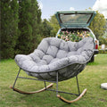Outdoor Rocking Chair E-Coated Rocking Chair with Cushion Outdoor Rocker Recliner Chair for Patio Porch Garden Backyard, Gray