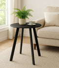 LIFERECORD Small Side Table – Indoor & Outdoor Steel Powder Coated Round Patio Table with Square Legs for Patio, Living Room, Bedroom, Black