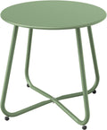 ACCVER Outdoor Side Table, 18-inch Small Round Side Snack Table with Adjustable Feet, Anti-Rust Metal End Accent Table for Patio Porch Balcony, Green