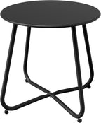 ACCVER Outdoor Side Table, 18-inch Small Round Side Snack Table with Adjustable Feet, Anti-Rust Metal End Accent Table for Patio Porch Balcony, Black