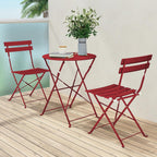 3-Piece Folding Bistro Set, 2 Chairs and 1 Table, Weather-Resistant Outdoor Indoor Conversation Set for Patio, Yard, Red