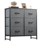 ACCVER Dresser for Bedroom 6 Storage drawer, Fabric Closet Chests Organizer Tower with Wooden Top Metal Frame for Living Room Hallway Entryway