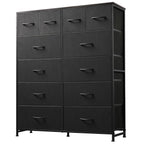 ACCVER Dresser for Bedroom 12 Storage drawer, Fabric Closet Chests Organizer Tower with Wooden Top Metal Frame for Living Room Hallway Entryway