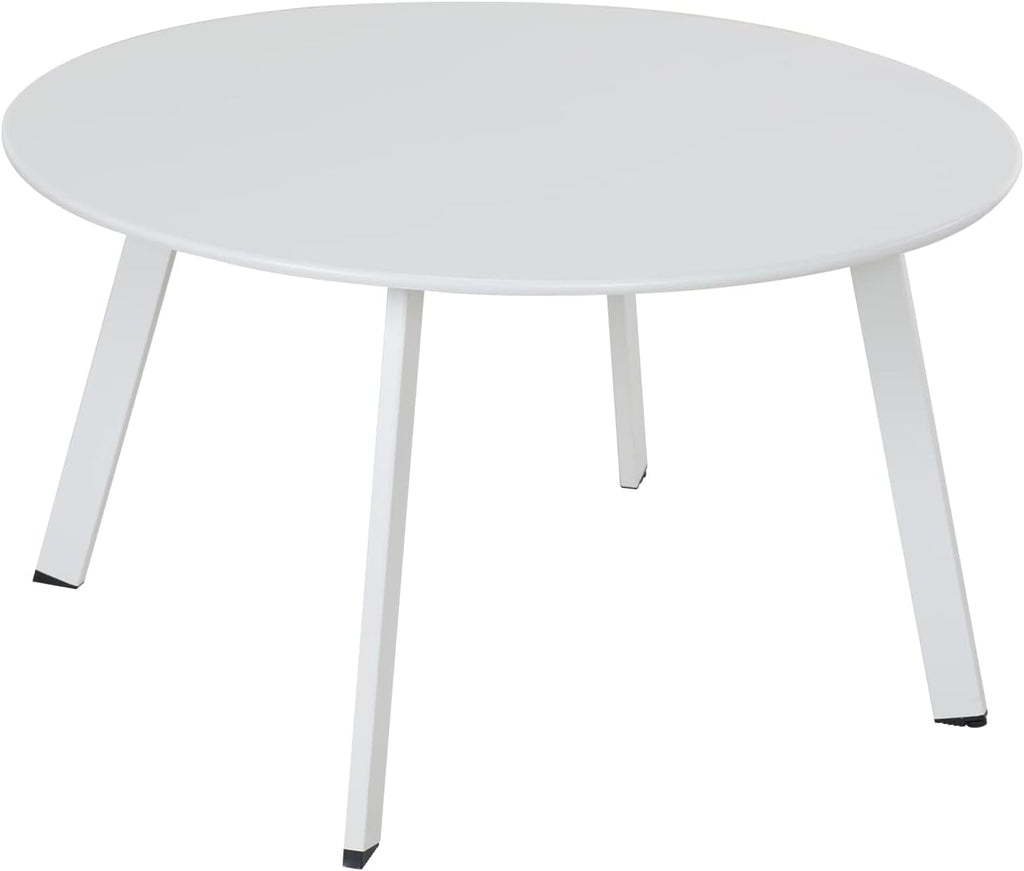 ACCVER 28 Inch Round Outdoor Coffee Table - Weatherproof Steel Patio Side Table for Deck, Backyard Outdoor & Indoor Use, White