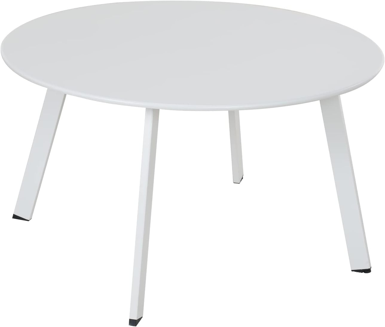 ACCVER 28 Inch Round Outdoor Coffee Table - Weatherproof Steel Patio Side Table for Deck, Backyard Outdoor & Indoor Use, White