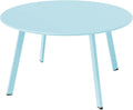 ACCVER 28 Inch Round Outdoor Coffee Table - Weatherproof Steel Patio Side Table for Deck, Backyard Outdoor & Indoor Use, Blue