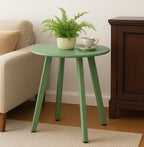 LIFERECORD Small Side Table – Indoor & Outdoor Steel Powder Coated Round Patio Table with Square Legs for Patio, Living Room, Bedroom, Green