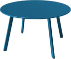 ACCVER 28 Inch Round Outdoor Coffee Table - Weatherproof Steel Patio Side Table for Deck, Backyard Outdoor & Indoor Use, Peacock Blue