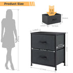 ACCVER 20-inch Tall Nightstand with 2 Fabric Drawers, Small Bedside Dresser for Bedroom, Closet, Dorm, Compact Storage Furniture with Wooden Top, Grey