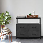 ACCVER Dresser for Bedroom TV Stand with Storage Entertainment Center Dresser with 4 Fabric Drawers with Open Storage Shelf for Bedroom Living Room Hallway