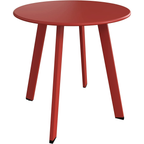 LIFERECORD Small Side Table – Indoor & Outdoor Steel Powder Coated Round Patio Table with Square Legs for Patio, Living Room, Bedroom, Red